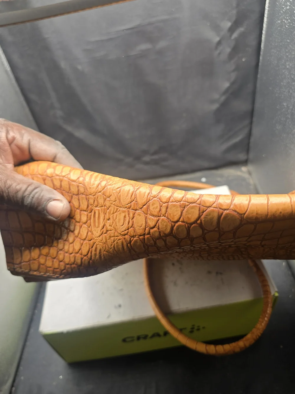 London Fog Croc-Embossed Tote in Cognac Tan